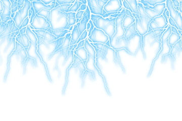 Blue lightning bolt effect isolated on transparent background. thunderstorm effect lightning. light...