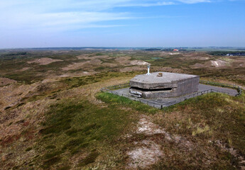 Second World War Bunker Den Hoorn in North Holland, Netherlands. Beautiful view of the dunes along the Dutch Coast