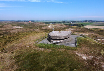 Second World War Bunker Den Hoorn in North Holland, Netherlands. Beautiful view of the dunes along the Dutch Coast