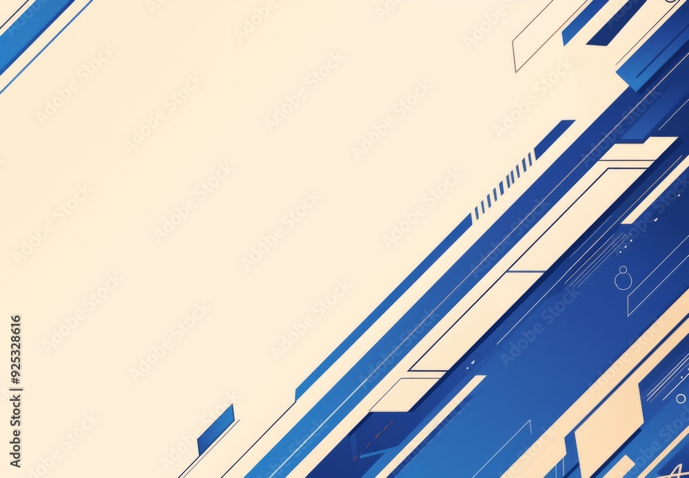 Poster beige background with blue line with empty space for business tech