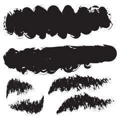 Set of paint brush stroke, ink splatter and artistic design elements, Dirty watercolor texture, box, frame, grunge background, black paint, ink brush stroke