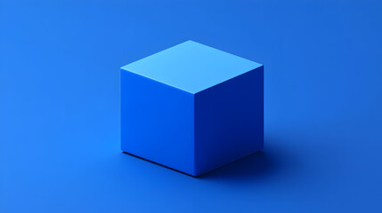 A simple blue cube on a blue background, emphasizing minimalism and color contrast.