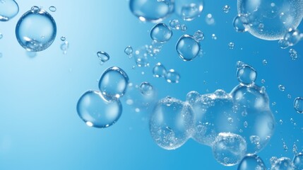 A close-up of bubbles rising to the surface in clear blue water, possibly from a spring or fountain.