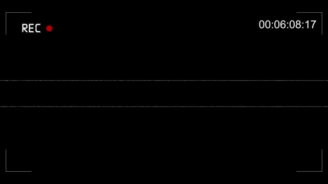  Animation of VCR record with timecode. Old VHS pause with noise line animation