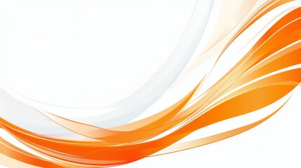 Vector Orange and White Background with Simple Wavy Line on the Right Side 