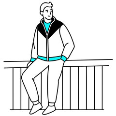 22 Year old man wearing short grey pants art vector illustration