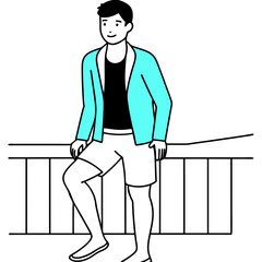 22 Year old man wearing short grey pants art vector illustration
