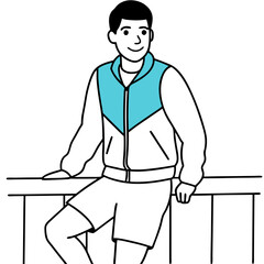 22 Year old man wearing short grey pants art vector illustration