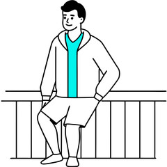 22 Year old man wearing short grey pants art vector illustration