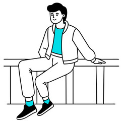 22 Year old man wearing short grey pants art vector illustration