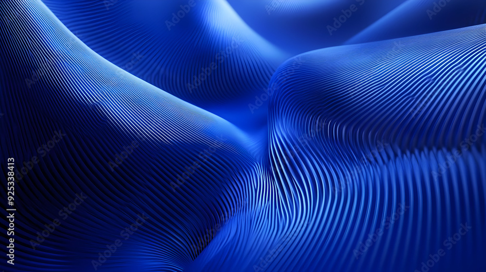 Poster a smooth, flowing blue abstract texture with wavy patterns.