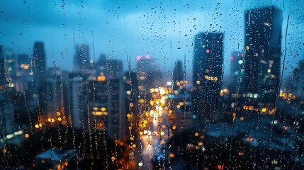 Heavy rain in mirror