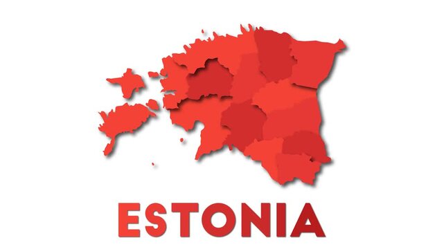 Estonia map showing regions. Animated country map with title. 4K resolution animation.