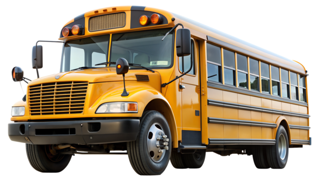 PNG front view of yellow school bus transparent