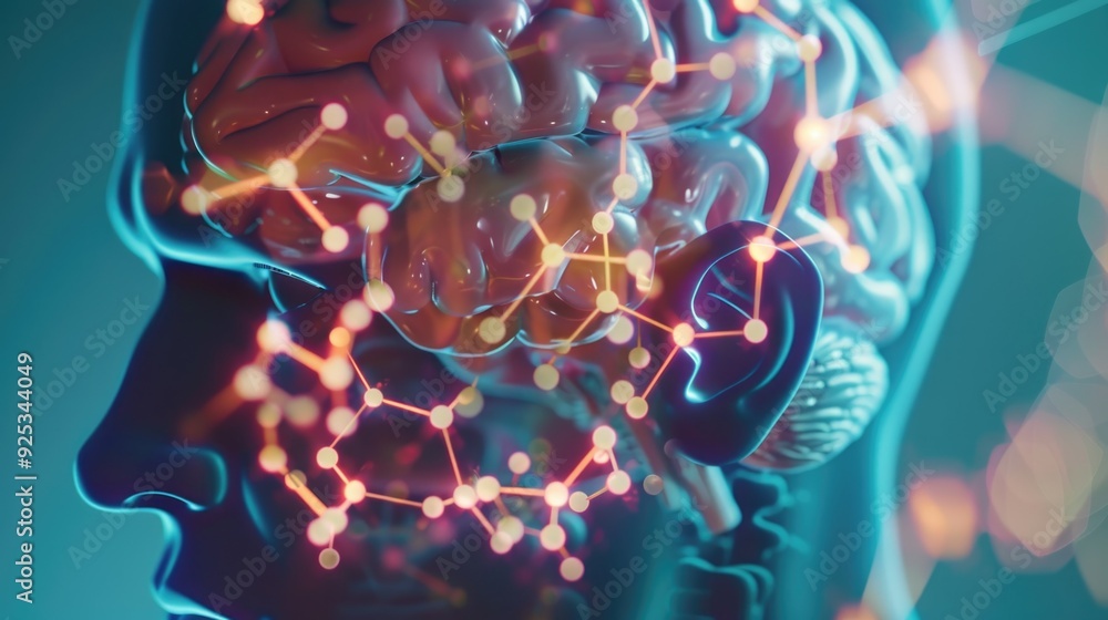 Poster brain image with neurological sparks.