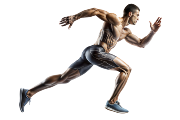 PNG athletic male sprinter in race transparent