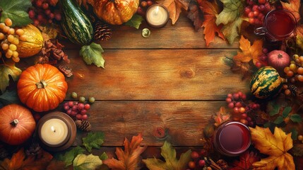 SchÃ¶ner lebendiger Truthahn im Zeichen von Thanksgiving mit herbstlichen gedeckten Tisch im Querformat fÃ¼r Banner, ai generativ