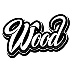 Wood text style art vector illustration