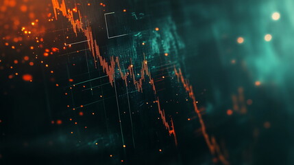 A falling stock market graph on a dark moody abstract background