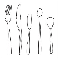 Minimalist Cutlery Set Drawing