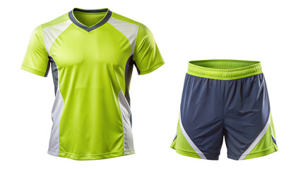 PNG lime green sports uniform with gray shorts transparent