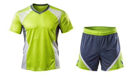 PNG lime green sports uniform with gray shorts transparent