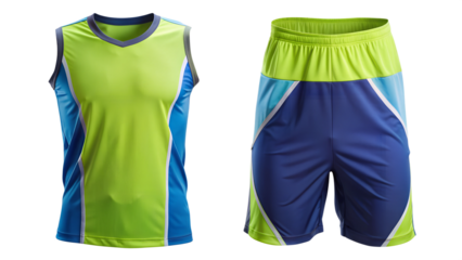 PNG sleeveless basketball uniform with blue shorts transparent