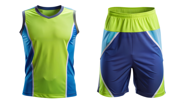 PNG sleeveless basketball uniform with blue shorts transparent