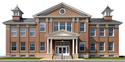 PNG grand brick building with twin towers transparent