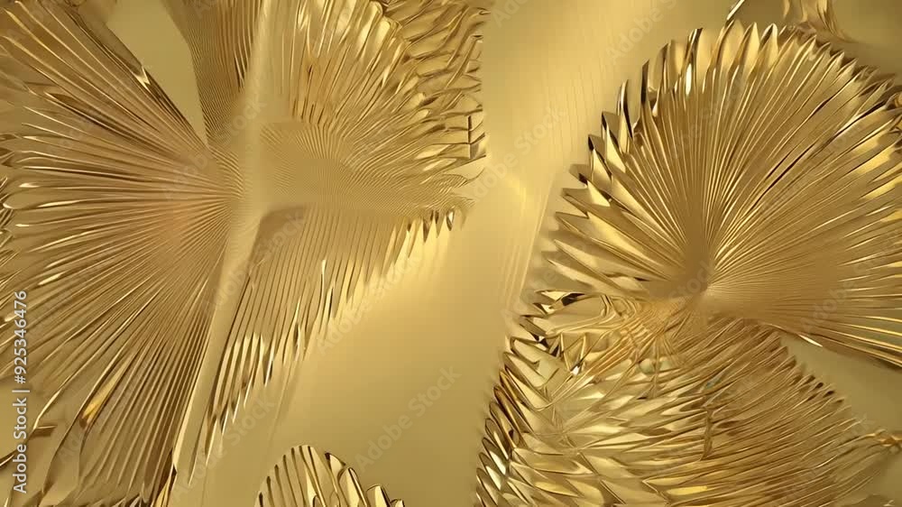 Aufkleber golden art deco palm fan pattern with seamless line design generative ai