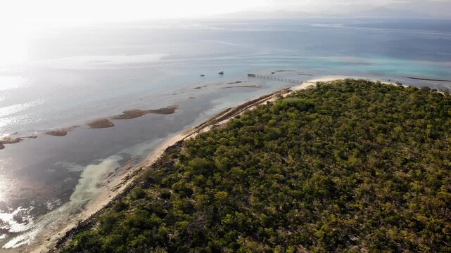 Desertic Paradise Island New Caledonia ilot Signal turquoise turtles Drone 4k