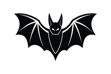 Bat black silhouette icon vector isolated on white background