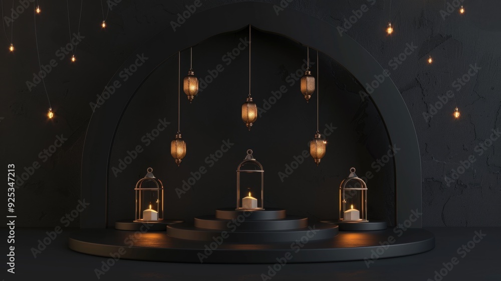 Poster this elegant lighting fixture features a circular arrangement of candle holders, providing an archwa