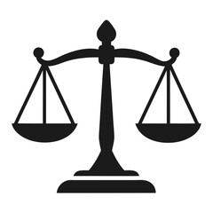 Black silhouette scale justice icon and vector illustration