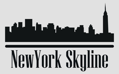 Fototapeta premium The city skyline. New York. Silhouettes of buildings. Vector on a gray background