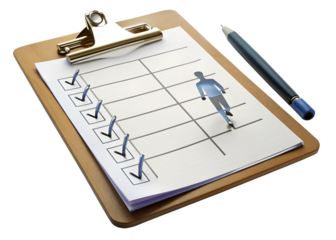 PNG task checklist with pen on clipboard transparent