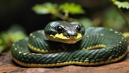 Obraz premium The Graceful Dendrelaphis Formosus: Bronzeback Tree Snake's Colorful Display