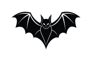Bat black silhouette icon vector isolated on white background