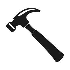 Black silhouette hammer icon and vector illustration