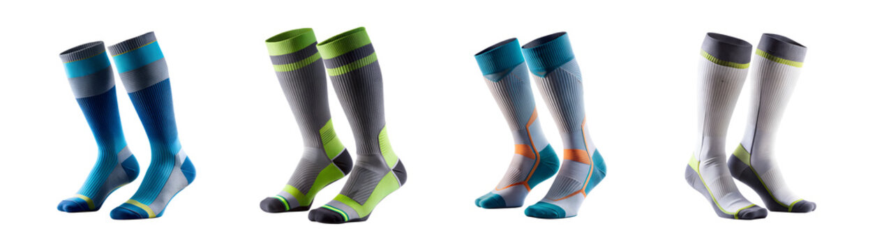 PNG set compression socks for sports different designs transparent