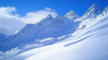 Obraz premium Tourism in Switzerland: Skiing in the Swiss Alps,