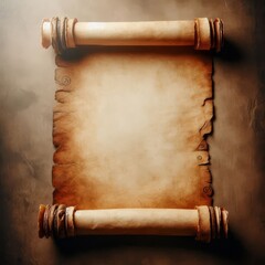 A blank ancient paper scroll with ample copy space for text, perfect for historical or vintage-themed projects. The scrolls aged texture adds an authentic touch to any design
