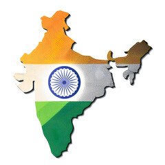 India Map Silhouette Filled with National Flag Colors