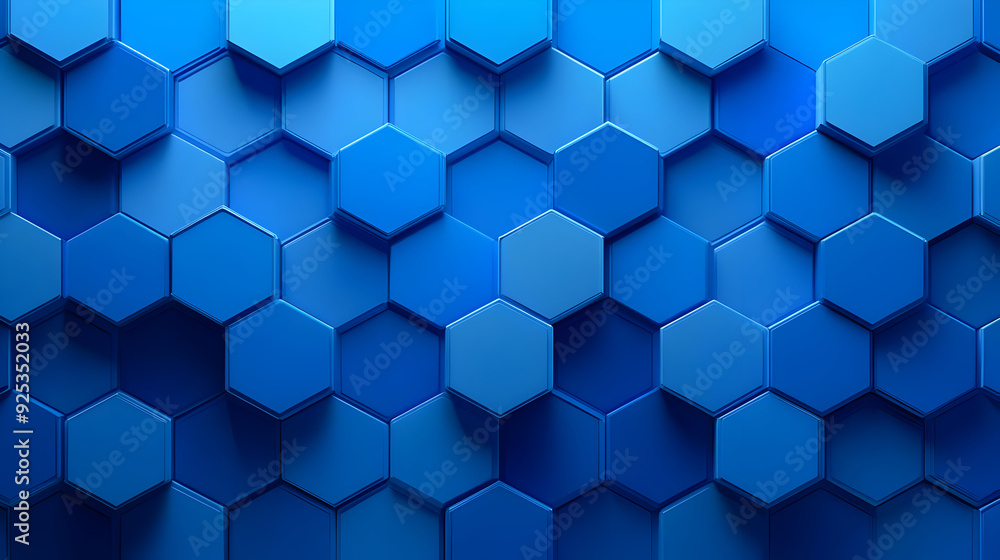 Poster A textured blue hexagonal pattern creating a modern, abstract background.