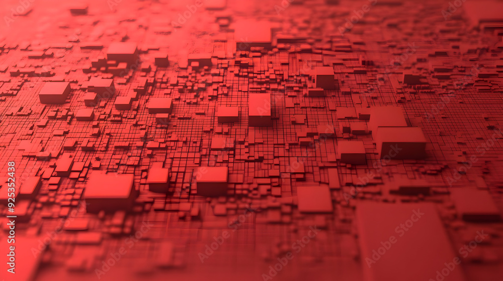 Aufkleber a textured red surface with varied cube shapes, creating a dynamic 3d pattern.