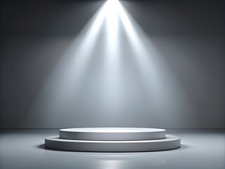 Obraz premium Minimalist Stage with Spotlight on Podium for Product Presentation or Keynote Address 