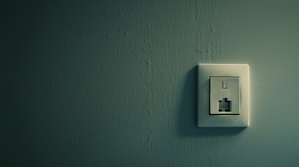 A single modern light switch on a plain textured wall, casting shadows in a minimalist, moody setting.