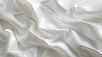 Obraz premium A white cloth background with gentle, flowing waves, creating a serene and minimalistic abstract texture.