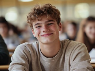 Smiling Teenager in Classroom