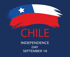Chile Independence Day. September 18. Happy national holiday Fiestas Patrias. Chile flag.  Poster, card, banner, template, background. 